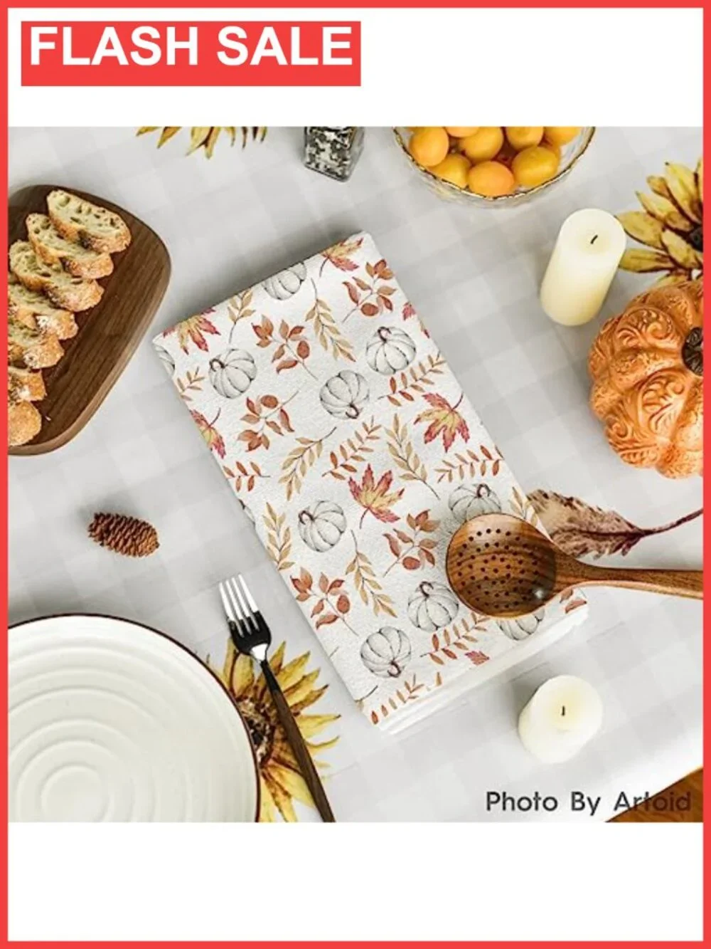 Artoid Mode Fall Kitchen Towels Set of 2 18x26 Inch Absorbent Polyester Dish